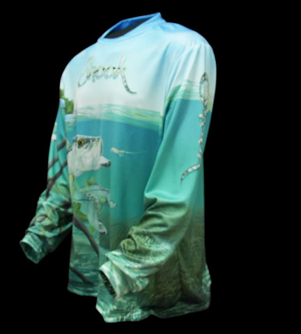 Bigfish Snook Scales White UPF50 Long Sleeve Performance Fishing Shirt